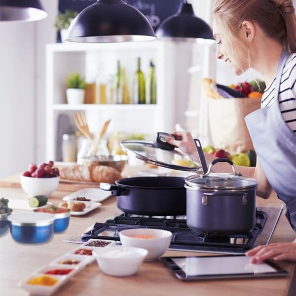 Relaxdays Bol mixer med lock set med 3 skålar i rostfritt stål flera storlekar, grön