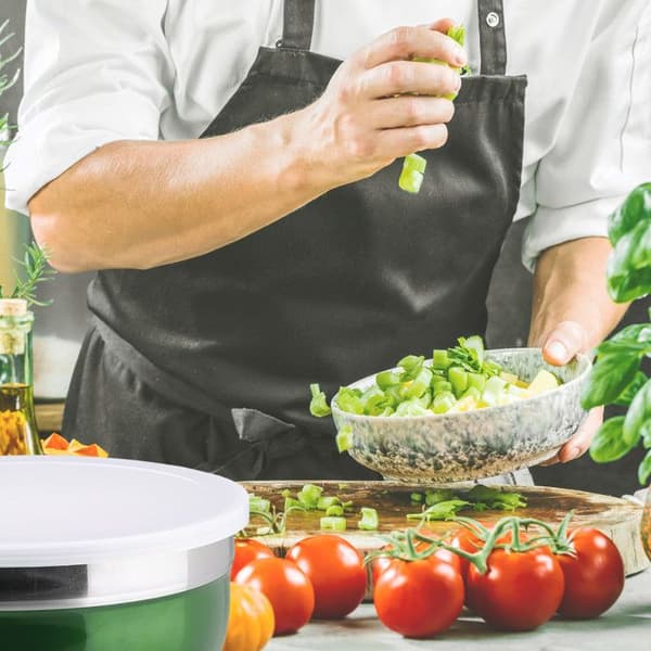 Relaxdays Bol mixer med lock set med 3 skålar i rostfritt stål flera storlekar, grön
