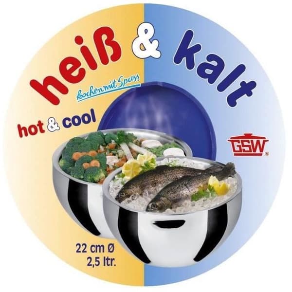 Isolerad skål - GSW - 30 cm - Rostfritt stål - 5,50 L - Tätt lock - Dubbel vägg