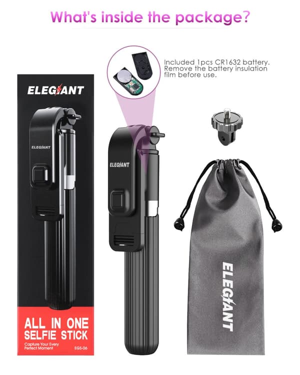 Selfie Stick Tripod, Selfie Tripod i aluminium med avtryckarkontroll, kamerafäste för actionkameror, för smarttelefoner, svart