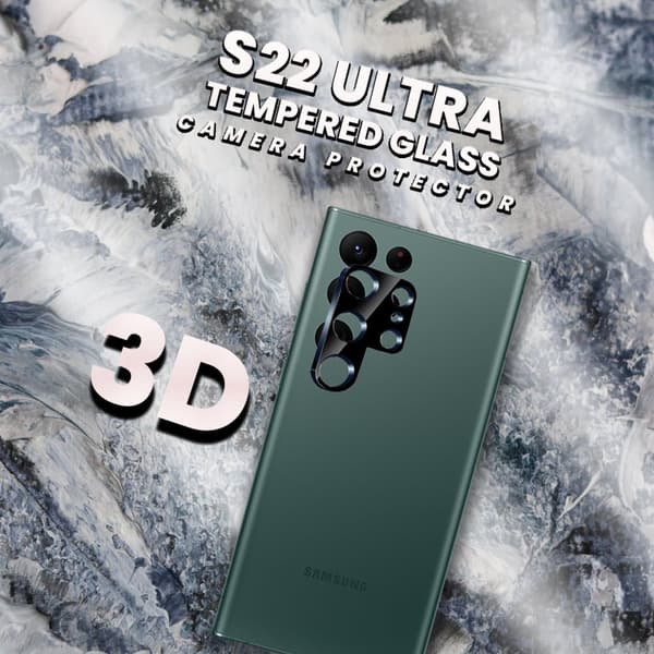 Linsskydd Samsung Galaxy S22 Ultra - Härdat Glas 9H - Super 3D