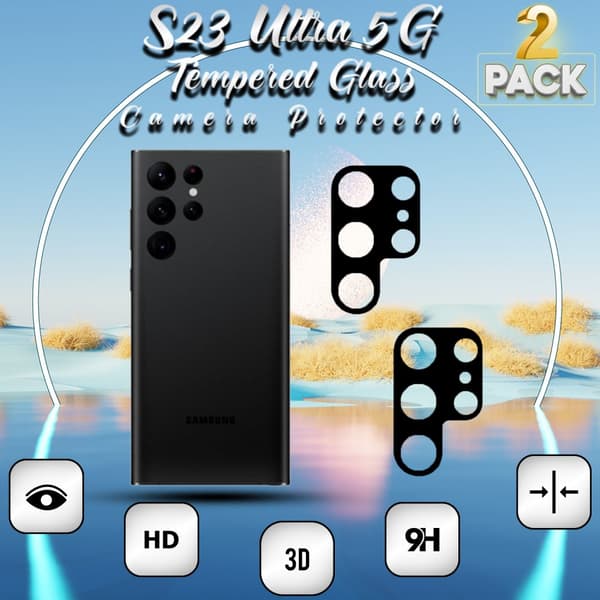 2-Pack Linsskydd Samsung Galaxy S23 Ultra (5G) - Härdat Glas 9H - Super 3D Linsskydd