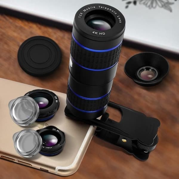 Kit Objektiv Smartphone - Universell - 12x Zoom - Fisheye - Vidvinkel - 2 Makro