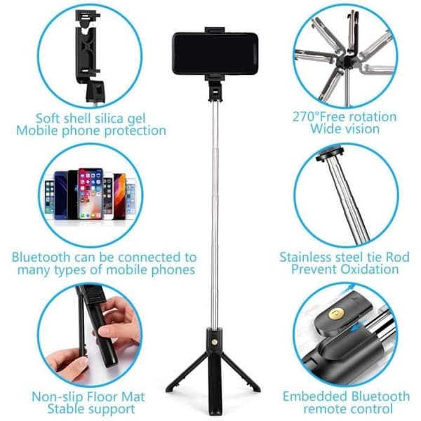 Bluetooth Selfie Stick, aluminiumlegering Mini utdragbar Selfie Stick, utdragbar Monopod för iPho