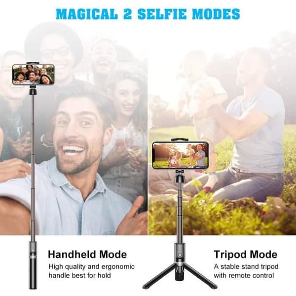 Bovon Bluetooth Selfie Stick, 3 i 1 Mini Tripod Smartphone Utdragbar Selfie Stick Aluminium Monopod med trådlös fjärrkontroll
