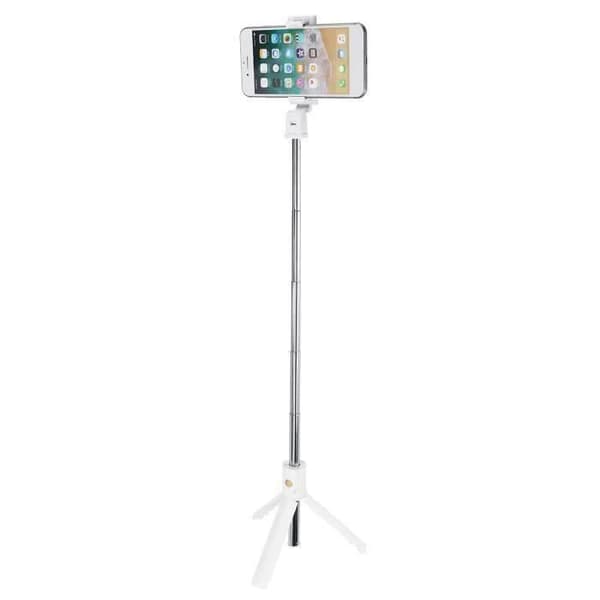SS Utdragbar Bluetooth Selfie Stick 270° rotation + Stativ Vit