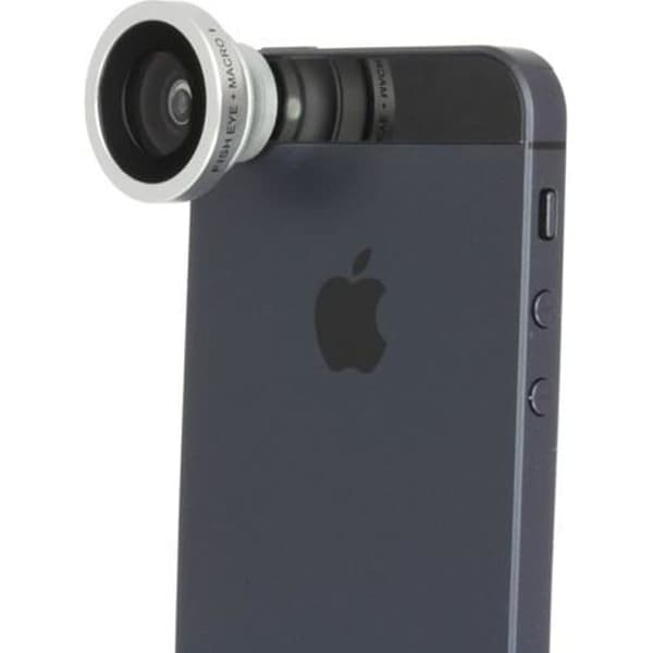 2-i-1 Fish-Eye + makrofotoobjektiv för smartphone - Grå - iboolo - Universal - iPhone, Galaxy S, Wiko, Sony Xperia,...