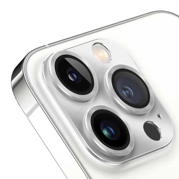iPhone 14 Pro/14 Pro Max Linsskydd Metall Härdat Glas Silver