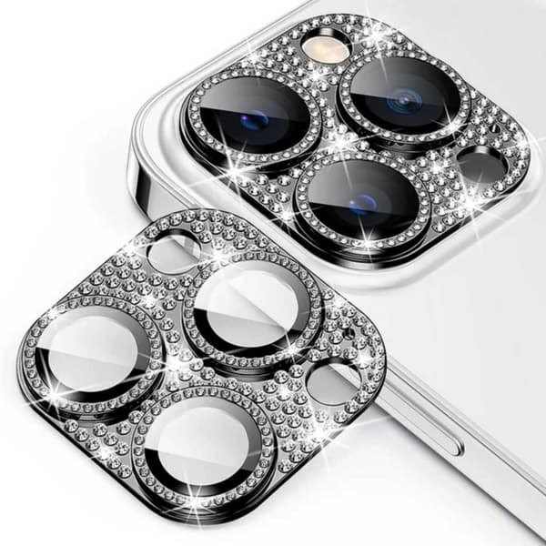iPhone 13 Pro/13 Pro Max Kameraskydd Härdat Glas Bling Svart