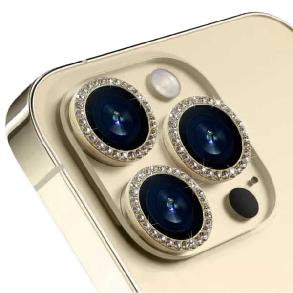 iPhone 13 Pro/13 Pro Max linssinsuojus Bling Diamond Gold