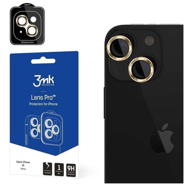 Apple iPhone 15 - 3mk Lens Protection Pro gul