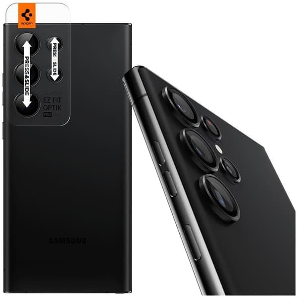 KAMERADEKKSEL SPIGEN OPTIK.TR "EZ FIT" KAMERABESKYTTELSE 2-PACK GALAXY S23 ULTRA SVART