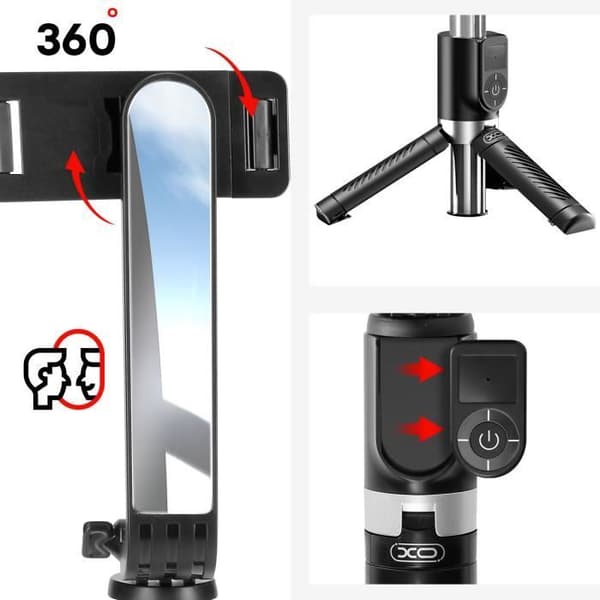 Integrerad Bluetooth Selfie Stick Utdragbar 80 cm XO Svart
