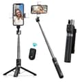 Miniatyrbild 1 av 4: 114 CM Selfie Stick med uppgraderat stativ - 2 LED Fill Light - Telefonstativ med löstagbar fjärrkontroll, svart