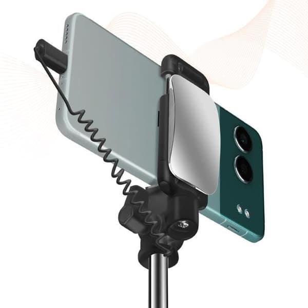 USB C Inbyggd spegel Selfie Stick med LinQ triggerknapp Svart