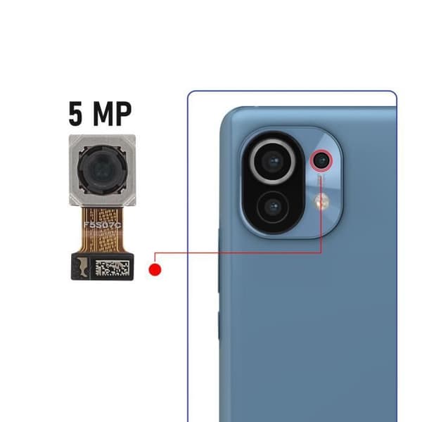 Bakre kamera - AVIZAR - Xiaomi Mi 11 5G - 5MP - 100% kompatibel - Inbyggd anslutningssladd