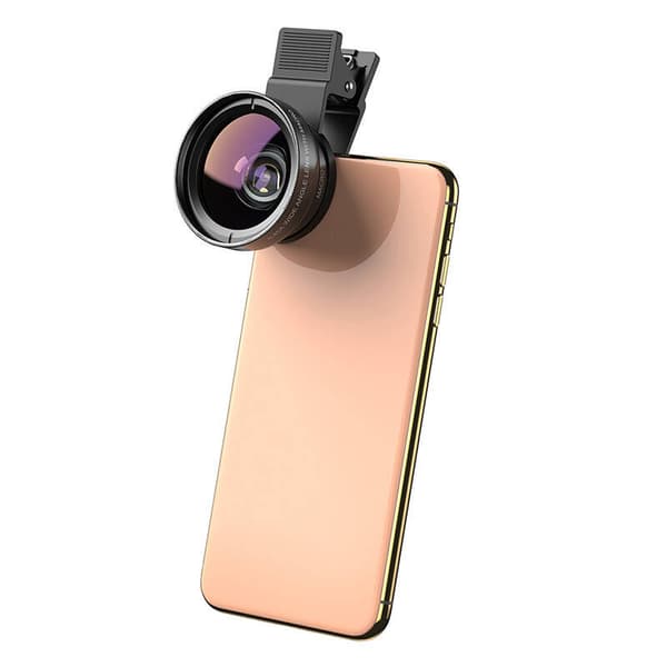 Mobilobjektiv APEXEL APL-0.45XWM 0.45x vidvinkel+12.5x makroobjektiv (sort)