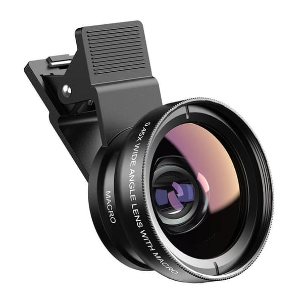 Mobilobjektiv APEXEL APL-0.45XWM 0.45x vidvinkel+12.5x makroobjektiv (sort)