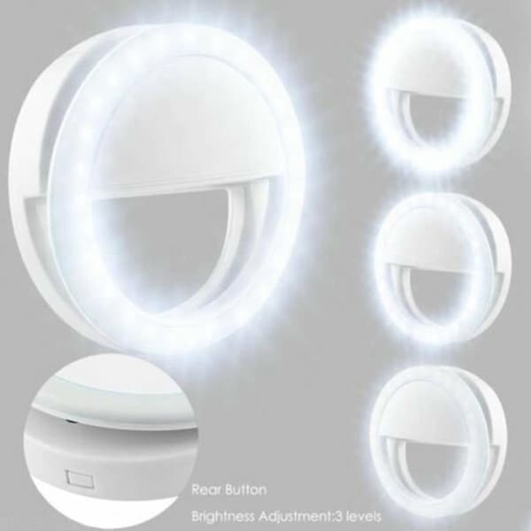 VSHOP® LED Selfie Ring Light för telefon - Mini Ring Light 85mm, Dimbar, 5000K-7000K, med smartphonehållare för