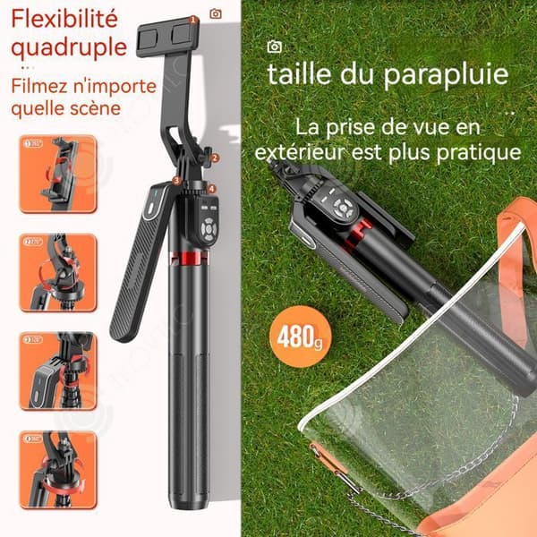 INN Selfie-pinne 220cm selfie-stativ med 2 typer av bluetooth-fjärrkontroll stabiliseringsstöd i legering