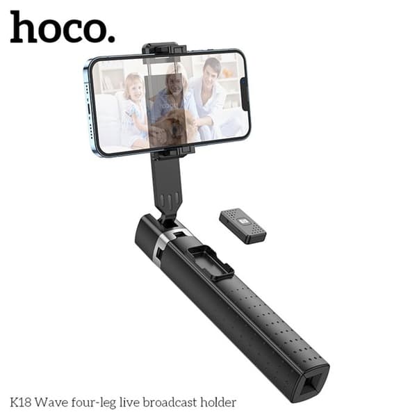Selfiestick - Hoco - K18 - Svart - Bluetooth 4.0 - Fjärrkontroll inkluderad