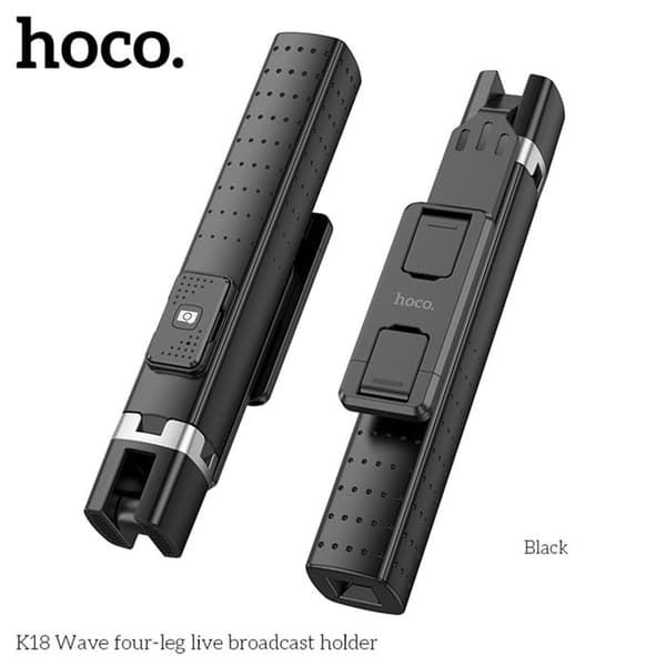 Selfiestick - Hoco - K18 - Svart - Bluetooth 4.0 - Fjärrkontroll inkluderad