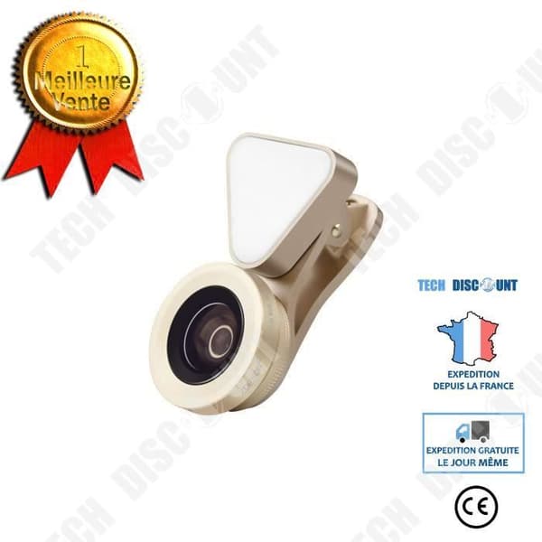 TD® fästbar linszoom LED-ljus makrolins plus vidvinkelvidvinkelklämma Mobiltelefon vidvinkelzoomlins guld
