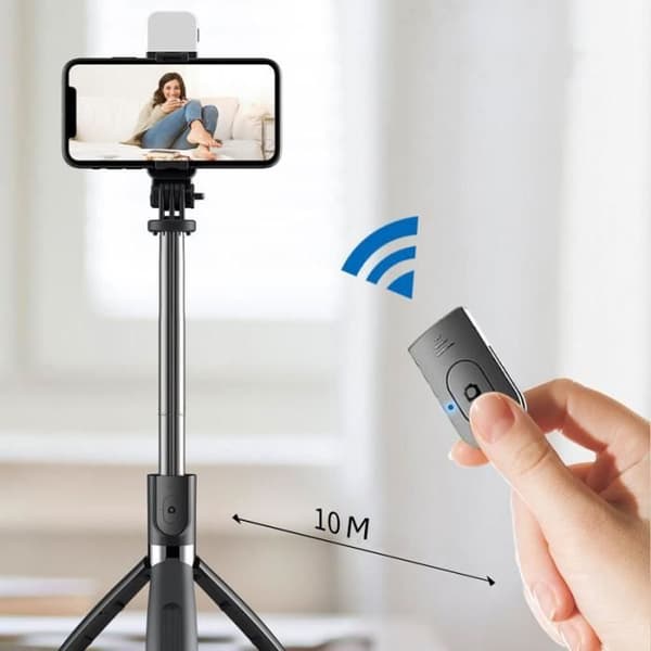 Selfie-stick, mobiltelefon multifunktions selfie-artefakt, Bluetooth-fjärrkontroll, stativfyllningslampa