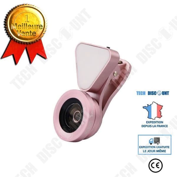 TD®-monterbar linszoom LED-ljus Makrolins vidvinkel vidvinkelklämma Mobiltelefonlins 15x zoom vidvinkel rosa