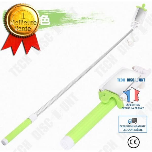 TD® Selfie Stick för fotografering Självutlösare Mini Wire System Dot Shot Away med spegel Självutlösarspak (grön)