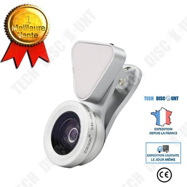 TD® fästbar linszoom LED-ljus makrolins plus vidvinkelvidvinkelklämma Mobiltelefon 15x vidvinkelzoomlins