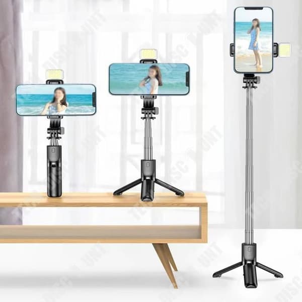 TD® Mobiltelefon skönhetsskrivbord fällbart bluetooth selfie stick fyllningsljus mini portabel vibrato live stativ