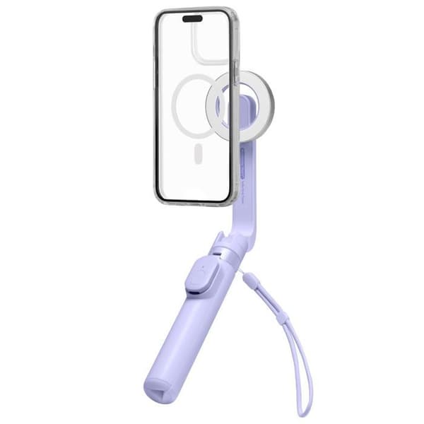 Spigen - Selfie Stick (S571W) - MagSafe-kompatibel, med stativ, stabil, Bluetooth, för iOS och Android - Lavendel