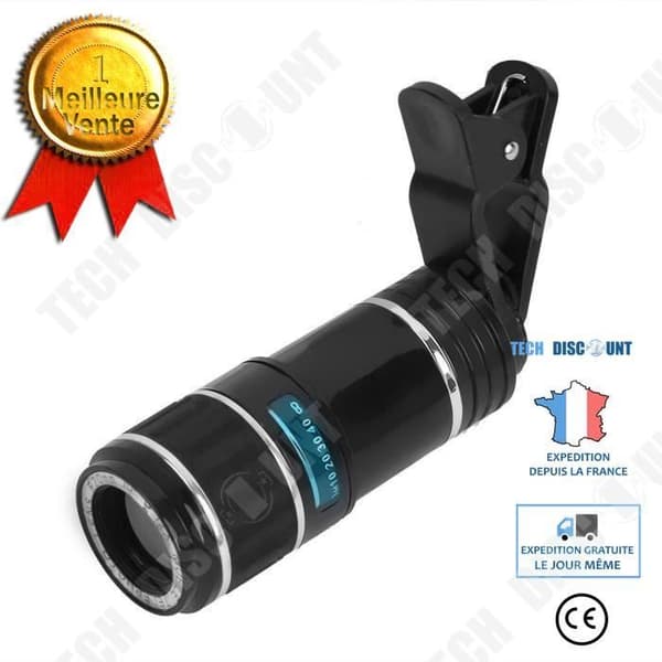 TD® Smartphone Lins 12X Optisk Zoom Teleskop Kamera Lins Clip Mobiltelefon Teleskop Färg Svart Blå