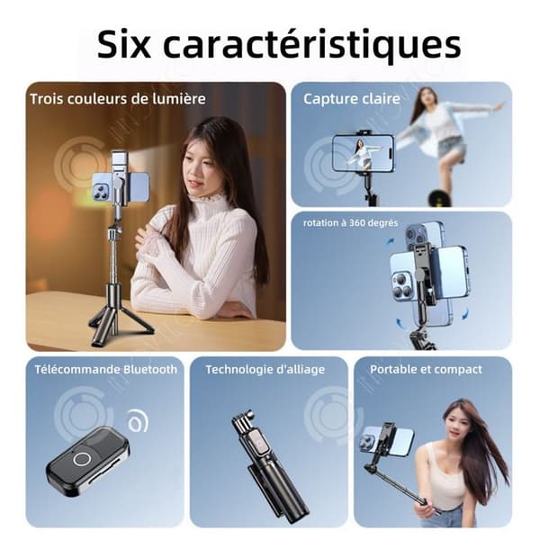 INN Selfiestick 75cm stativ för selfies med mobiltelefonstöd för resor, förvaring 15cm, bluetooth fjärrkontroll mini