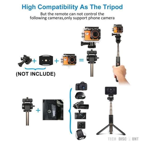 Selfiestång TD® 12x5x3,5cm telefon kamera smartphone selfiestång bluetooth stativ bärbar selfiestång