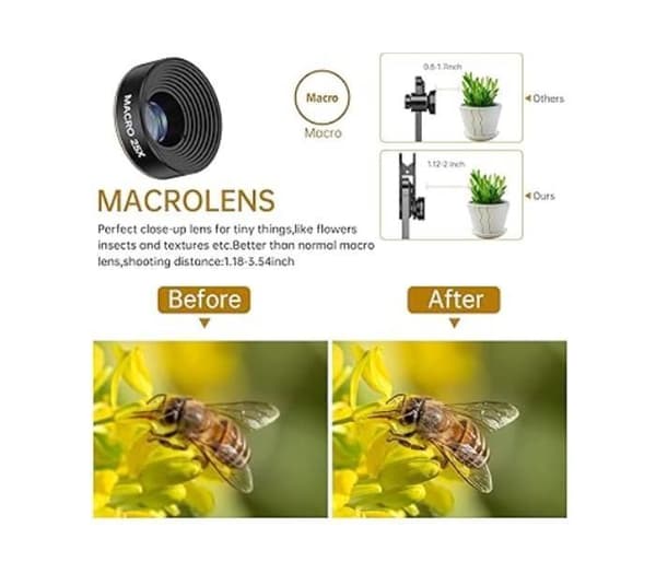 Kit med 3 i 1-optik - Cosulan - Kompatibel med iPhone/Samsung - Vidvinkel 0,62x - Makro 25x - Fisheye 235°