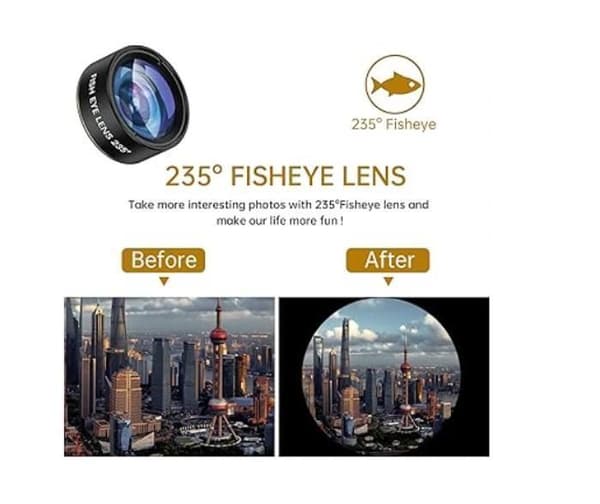 Kit med 3 i 1-optik - Cosulan - Kompatibel med iPhone/Samsung - Vidvinkel 0,62x - Makro 25x - Fisheye 235°