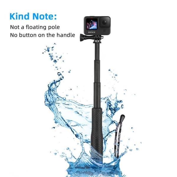 AFAITH Selfie Stick för GoPro-kamera, 19-polig justerbar Monopod-förlängningsstång för GoPro Hero13/12/11/10/9/8/7 Svart
