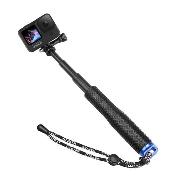 AFAITH Selfie Stick för GoPro-kamera, 19-polig justerbar Monopod-förlängningsstång för GoPro Hero13/12/11/10/9/8/7 Svart