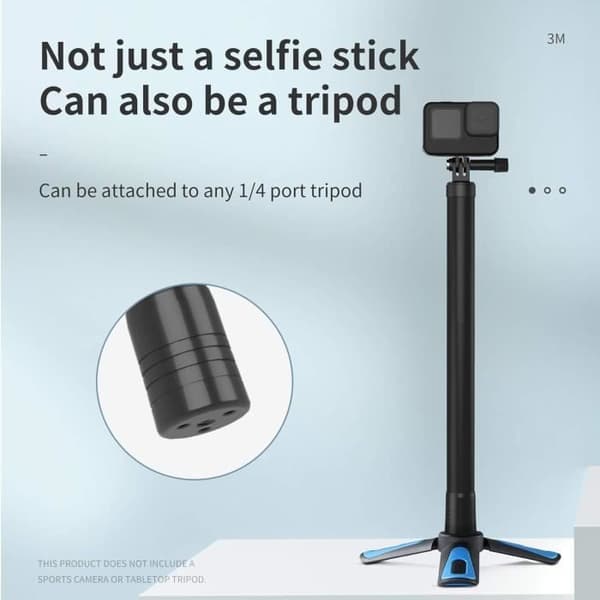 TELESIN Selfiepinne ultra lång på 270 cm för GoPro Hero Osmo Action Insta 360 SLR