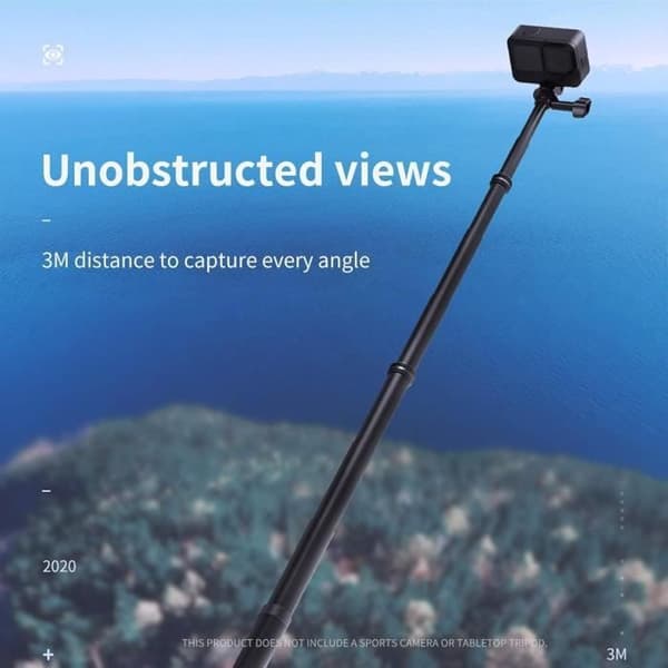 TELESIN Selfiepinne ultra lång på 270 cm för GoPro Hero Osmo Action Insta 360 SLR
