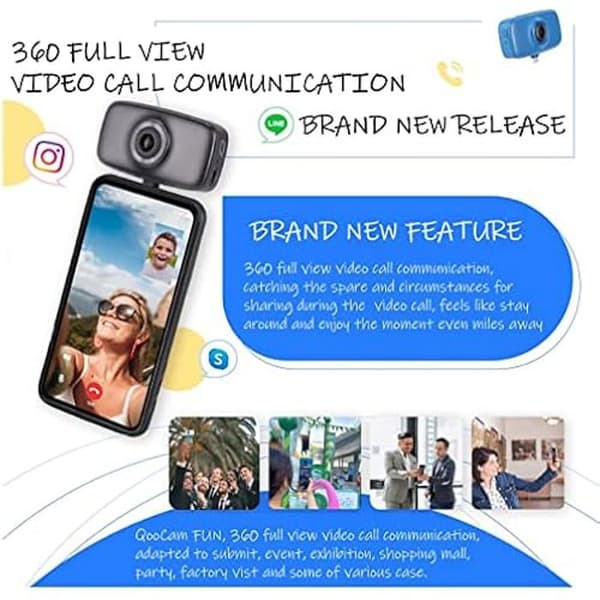 360-kamera - KANDAO - QooCam Fun - Svart - Live RTMP/RTMPS - Upplösning 3840×1920
