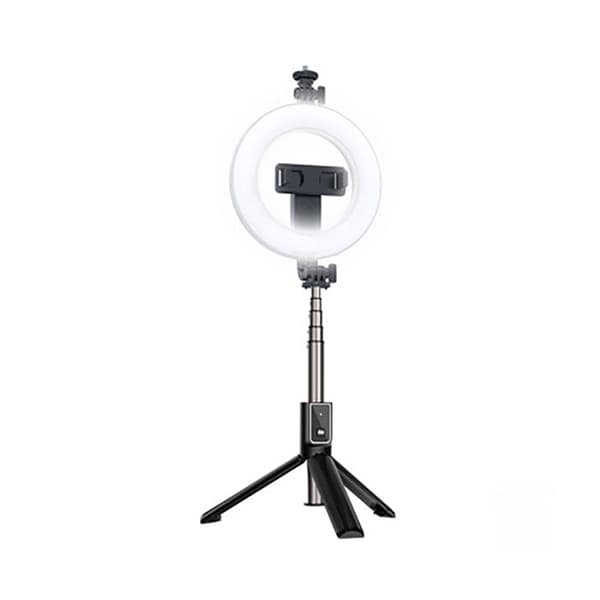 Selfie-lampa teleskopisk med Bluetooth 5.2 stativ lätt kompakt XO svart