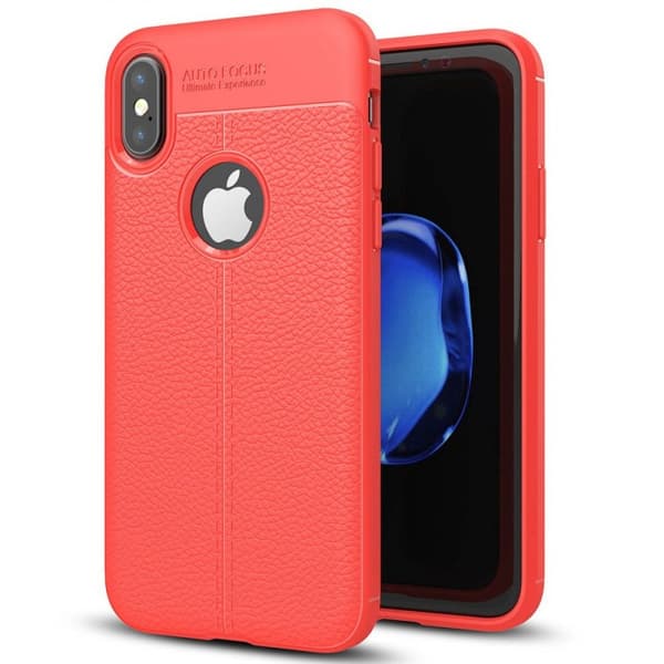 Lærmønstret silikondeksel Apple iPhone X / Xs : Farge - RØD