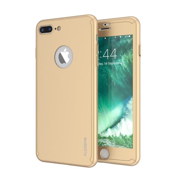 FLOVEME 360 kuori lasinen Apple iPhone 7 Plus : väri - kulta