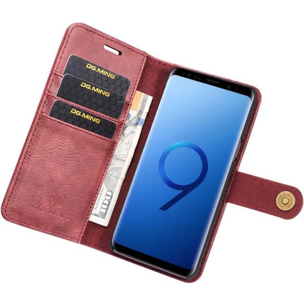 DG-Ming Wallet 2i1 til Samsung Galaxy S9 Plus (SM-G965F) : farve - rød