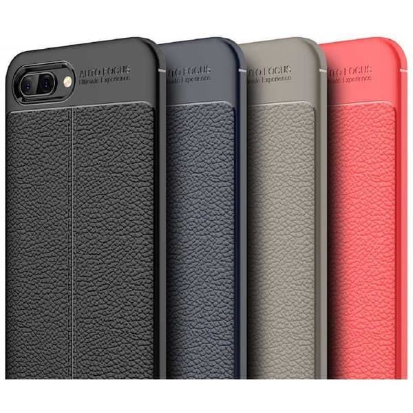 Honor 10 Stöttåligt & Stötdämpande Skal LeatherBack Svart