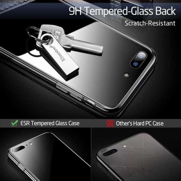 iPhone 7 Stötdämpande Skal 9H Härdat Glas Baksida Glassback