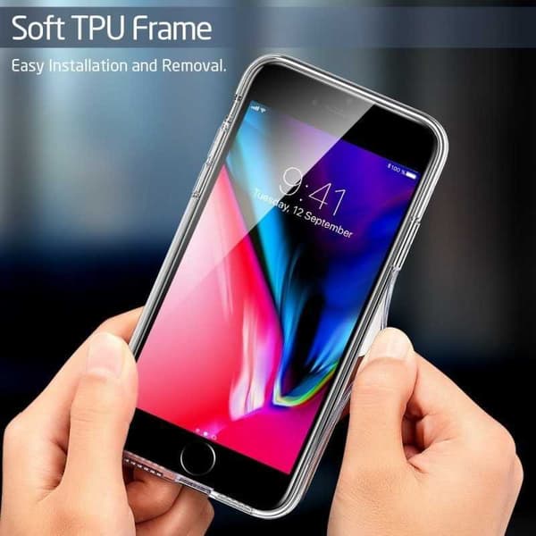 iPhone 7 Plus stødabsorberende cover 9H Glasbagside Glasbagside